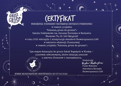 Certyfikat Kokosza grosz do grosza [400x285]
