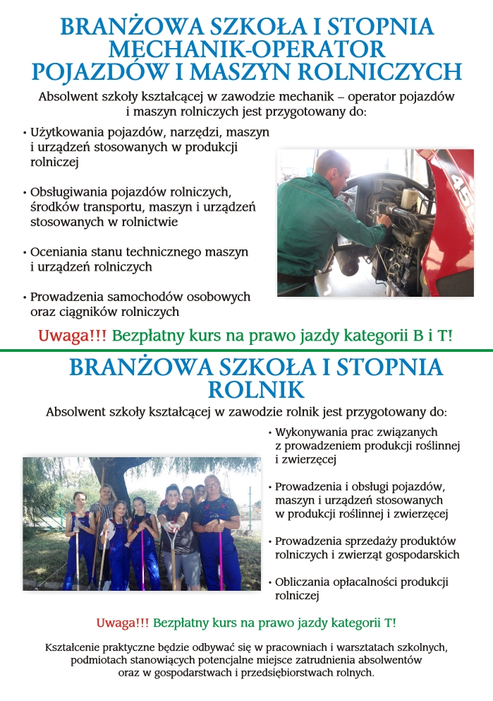BRANŻOWA SZKOŁA I stopnia MECHANIKOPERATOR POJAZDÓW I MASZYN ROLNICZYCH [699x992]