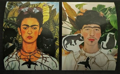 Jan Wermiński - uczeń Szkoły Podstawowej w Nowej Wsi Lęborskiej, „Autoportret z naszyjnikiem cierniowym i kolibrem”- Frida Kahlo