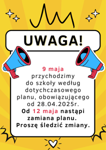 Uwaga zmiana planu lekcji!