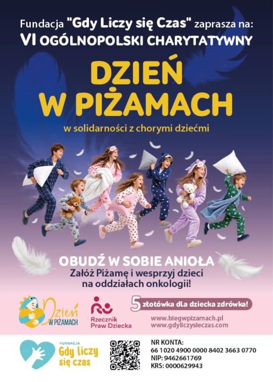 Dzień Piżamy w Kurzętniku 24 września – zbiórka dla dzieci onkologicznych