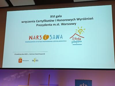 HONOROWE WYRÓŻNIENIE PREZYDENTA M.ST. WARSZAWY SZKOŁA Z POMYSŁEM