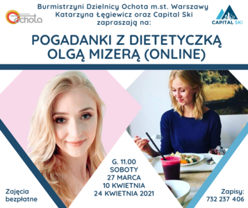 Plakat POGADANKI Z DIETETYCZKĄ OLGĄ MIZERĄ ON-LINE