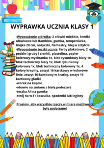 WYPRAWKA UCZNIA KLASY 1