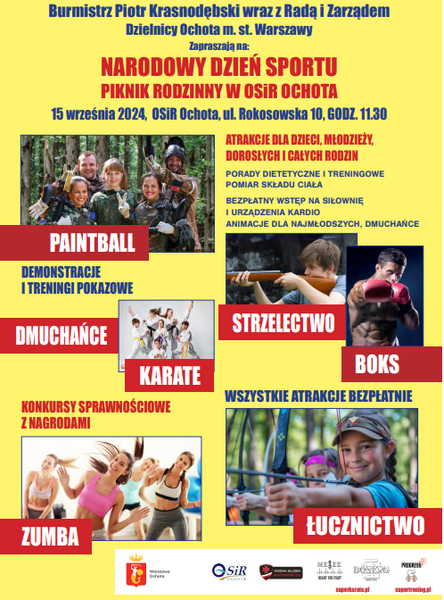 Zaproszenie Narodowy Dzień Sportu OSiR Ochota 15-09-2024 r