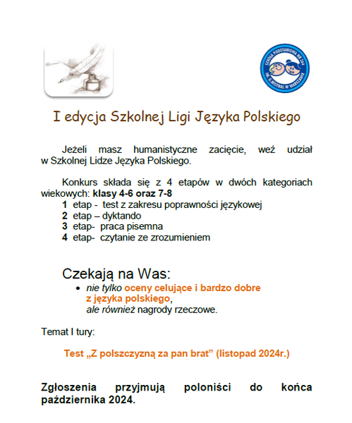 SZKOLNA LIGA JĘZYKA POLSKIEGO