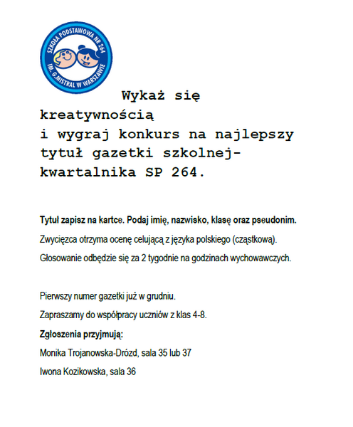 KONKURS NA NAJLEPSZY TYTUŁ GAZETKI SZKOLNEJ