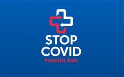 Banner informacyjny o aplikacji Stop COVID.