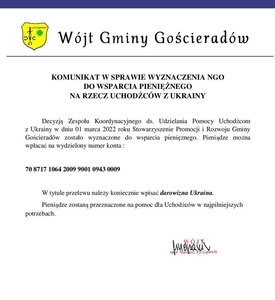 Informacjo o zbiórkach pieniędzy dla uchodźców z Ukrainy
