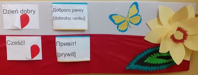 Banner witający uczniów z Ukrainy