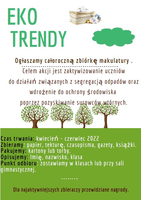 Plakat informujący o zbiórce makulatury