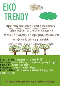 Plakat informujący o zbiórce makulatury