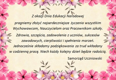 Życzenia z okazji Dnia Komisji Edukacji Narodowej 