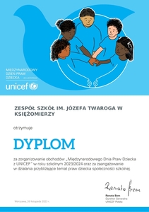 Międzynarodowy Dzień Praw Dziecka - dyplom