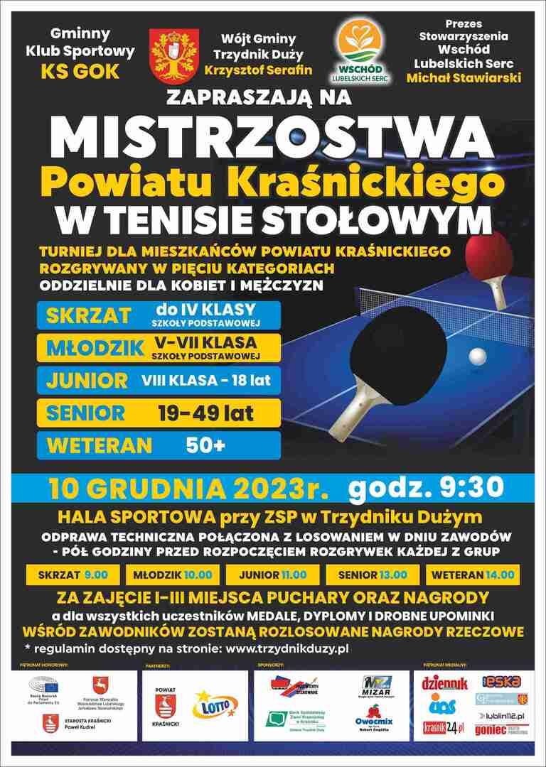 Mistrzostwa w tenisa stołowego -plakat