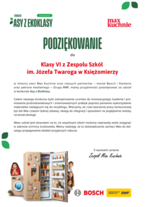 Podziękowanie od organizatorów konkursu „Asy z Ekoklasy”