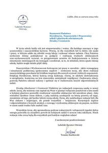 List Kuratora Oświaty w Lublinie