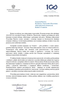 List na rozpoczęcie roku szkolnego wojewody i LKO