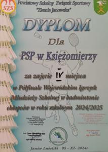 Dyplom za zajęcie IV miejsca