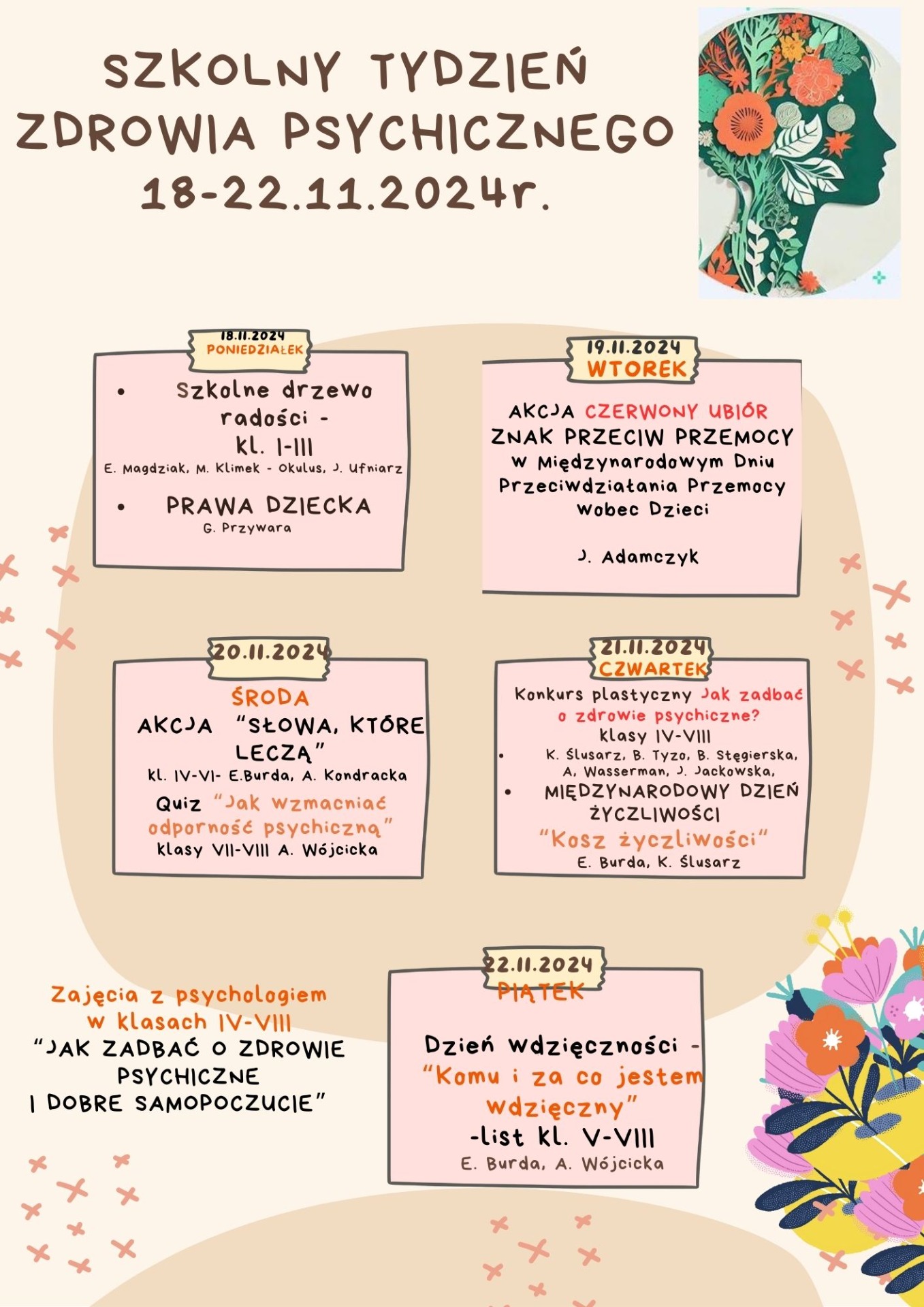 Plakat - szkolny tydzień zdrowia psychicznego