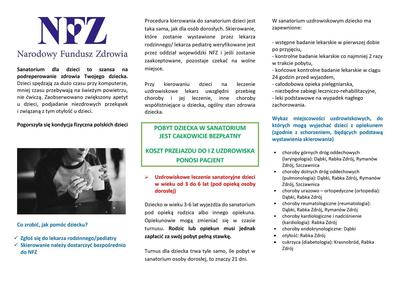 Narodowy Fundusz Zdrowia Leczenie sanatoryjne dzieci 