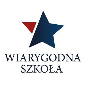 Logo z gwiazdą i napisem wiarygodna szkoła.