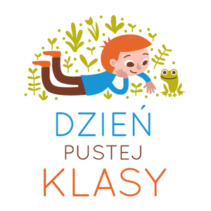 rysunek chłopca na sawie, pod nim napis: dzień pustej klasy.