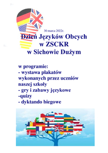 plakat informujący o dniu języków obcych w szkole