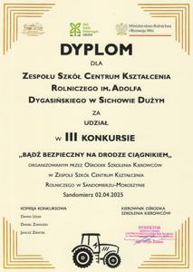 dyplom za udział w konkursie
