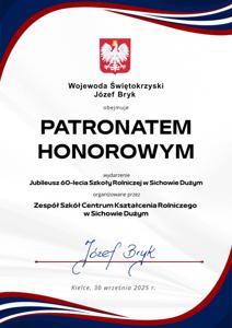 informacja o przyznanym patronacie