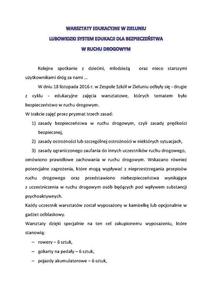 Lubowidzki system edukacji dla bezpieczeństwa w ruchu drogowym zawitało do Zielunia.