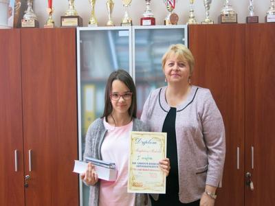 Laureatka I miejsca w konkursie ortograficznym.