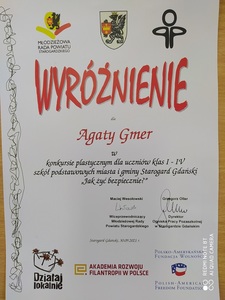 Dyplom wyróżnienie Agatki Gmer