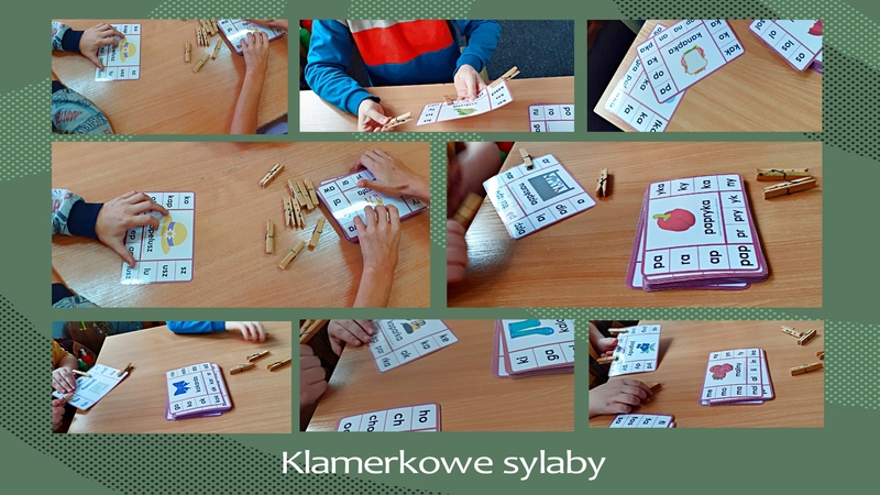 Dzieci zaznaczają klamerką sylaby rozpoznane w podanym wyrazie.
