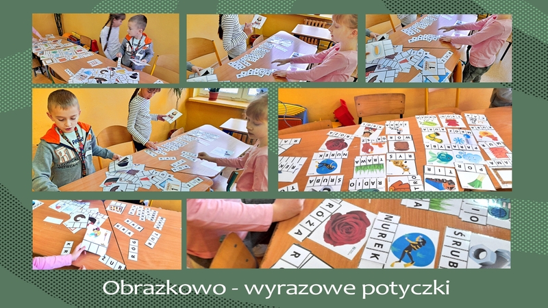 Uczniowie dobierają wyrazy do odpowiednich ilustracji.