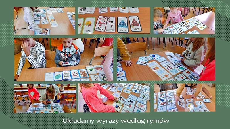 Dzieci układają wyrazy według rymów.