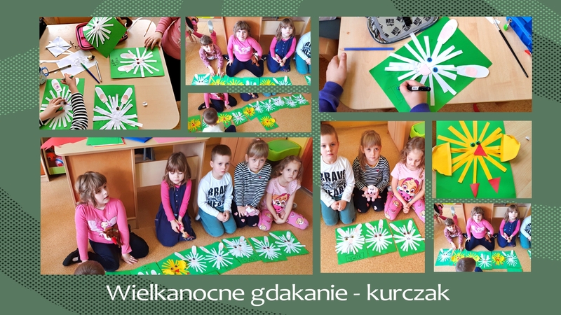 Dzieci wyklejają na papierze żółtego kurczaka2.
