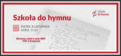 Udział PSP w Krzętowie w akcji "Szkoła do Hymnu" - 8 listopada 2024, godz. 11:11