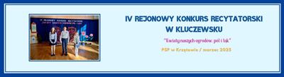 IX Rejonowy Konkurs Recytatorski w Kluczewsku - marzec 2025