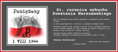 Baner - 81. rocznica wybuchu Powstania Warszawskiego - Pamiętamy - 1 sierpnia 2025r. - PSP w Krzętowie