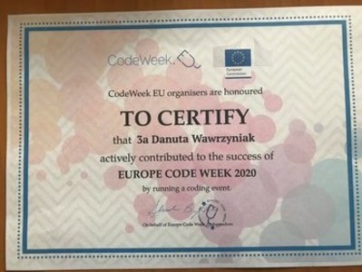 Certyfikat dla nauczycielki Danuty Wawrzyniak
