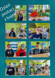  Na zdjęciach widzimy uczniów klasy 2a w przygotowanych przez siebie maskach