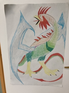 Plakat wykonany przez uczniów do baśni lub legendy.
