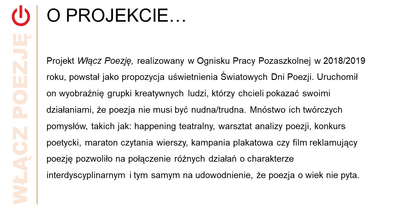 Opis projektu Włącz Poezję.