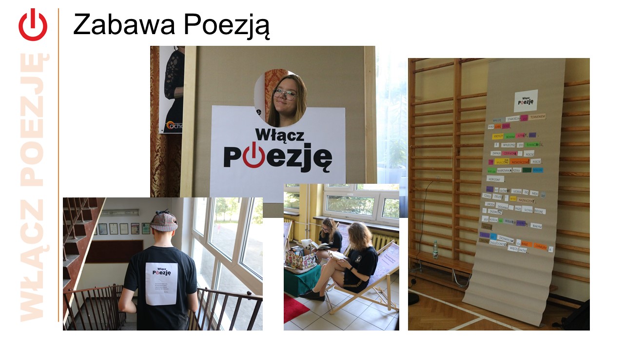 Uczestnicy happeningu Zabawy Poezją na zdjęciach.