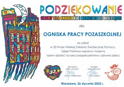 Podziękowanie za udział w finale WOŚP.