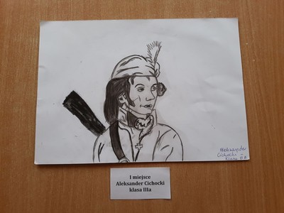 Portret - I miejsce- Aleksander Cichocki z klasy IIIa