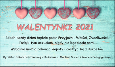 Walentynkowe życzenia Dyrekcji i Grona Pedagogicznego