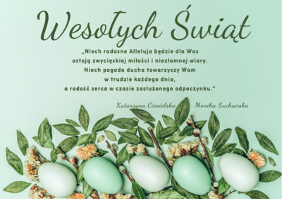 Życzenia wielkanocne od dyrekcji szkoły