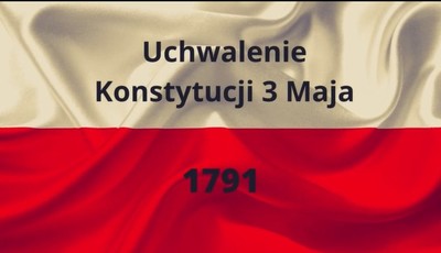 Flaga z napisem Uchwalenie Konstytucji 3 Maja 1791
